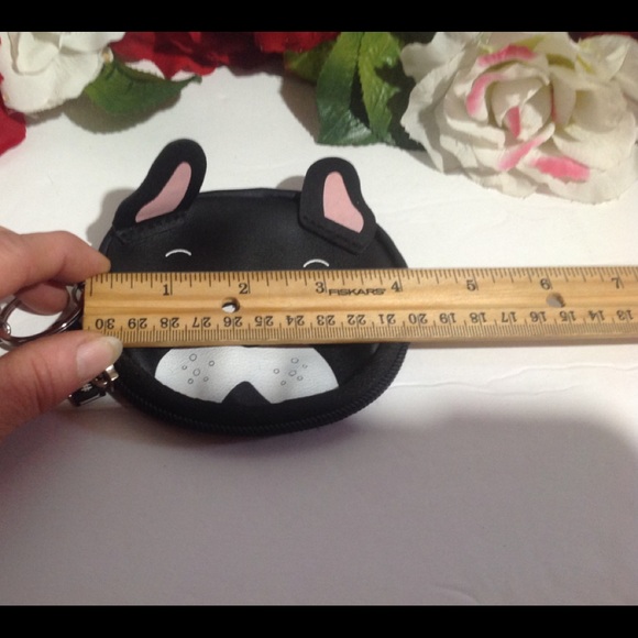 Frenchie Keyring Coin Purse Black Bulldog Face - Picture 10 of 12